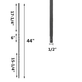 S09 - Wrought Iron Balusters – Set of 10 Deck Balusters - Decorative Metal Balusters for Decks – Spiral Stair Railing - 1/2-inch Hollow Double Iron Twist – Satin Black Metal Railing – Powder Coated