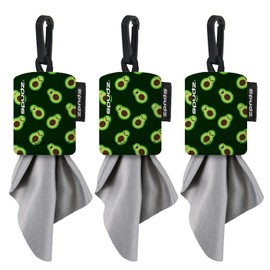 SPUDZ Classic | 6" x 6" Microfiber Towels w/Neoprene Pouches | Premium Microfiber Cleaning Cloths for Laptops, Lenses, Cameras, Screens, and More | Avocado (3-Pack)