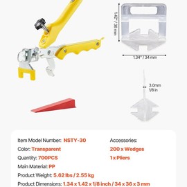 Tile Leveling System Clips 2200PCS 1/16" 1.5mm Floor Wall Spacer Tiling Tool Set:_【700pcs】 1/8" (3 mm)
