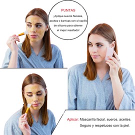Rodillo de Masaje para Facial Antienvejecimiento, con Tablero Gua Sha, Rodillo de hielo,Herramientas Faciales, Cepillo de Mascarilla de Silicona Perfecto para Belleza de Cuello y Cara, 5 EN 1, Rosado