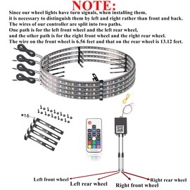 Goodream Wheel Lights for Truck, Double-Sided Glowing Ring Light Kits RGB LED Strip Tire Lights with Turn & Braking Signal for Car Pickup SUV Hub Controlled by Remote and APP (4PCS, 17inch)