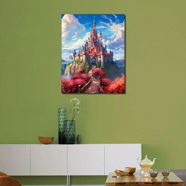 TISHIRON DIY Paint by Number for Adults Dream Castle Acrylic Paint by Numbers with Brushes Fantacy Paint by Number Kits on Canvas Art Crafts for Home 16"x20"(Frameless)