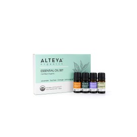 Alteya Essential Oil Set Grattitude USDA Certified Organic Lavender - Tea Tree- Orange - Lemongrass, 5 ml Aromatherapy
