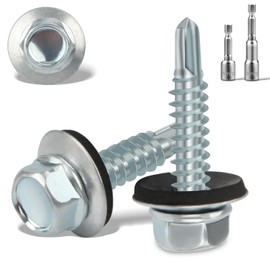 120PCS Roofing Screws with Rubber Washers 5.5x25mm Hex Head Self Tapping Screws und 2 M8 Hex Socket Bits Tech Screw for Metal Zinc Plated Corrugated Roofing Cladding Steel Screw for Tin Roof