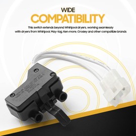 Seentech W10569603 Black Mechanical Dryer Door Switch - Replaces WPW10569603, 3022472, AP6023103 - Compatible with Whirlpool, Maytag, Kenmore, Crosley - Manual Operation
