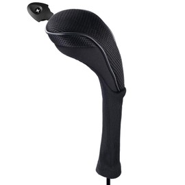 Andux Long Neck Golf Hybrid Club Headcovers with Interchangeable Number Tags Set of 2 (Black)