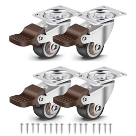 4PCS 1in Plate Caster Wheels Swivel Casters Lockable Heavy Load Bearing Quiet Furniture Casters for Home Besiness