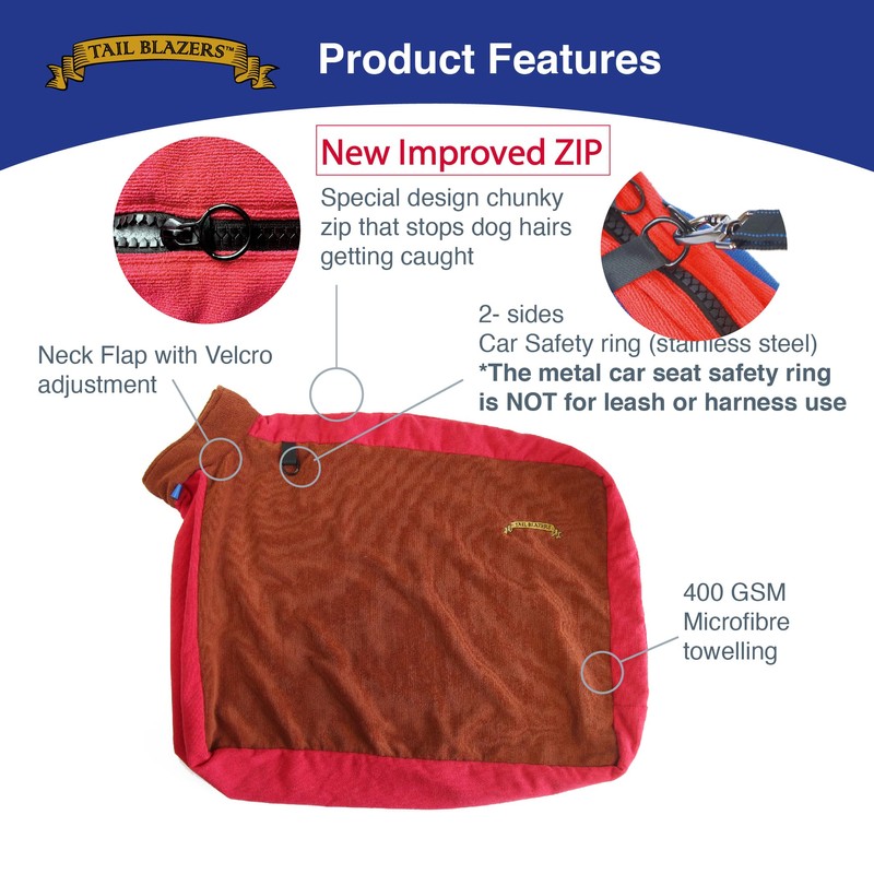 TAIL BLAZERS Quality Dog Drying Bag. Keep Dry & Warm