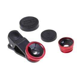 SHINEOFI Mobile Camera Lens Super Wide Angle Macro Fisheye Clip Lens for Smartphones Red Durable Easy Installation High Definition Photography