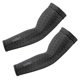 Eadali Cooling Arm Covers, Sweat Absorbent, Quick-Drying, Anti-Slip, UPF 50+ UV Protection, Prevents Sunburn, Sports Activities, Must-Have Summer Item, Unisex, Set of 2, Honeycomb Black