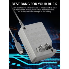 3DS Charger Power Adapter - OEM Original Replacement Power Supply Home Travel Portable Charging Accessories for 3DS, New 3DS XL, 2DS, DSi (Bulk Packaging) (1)
