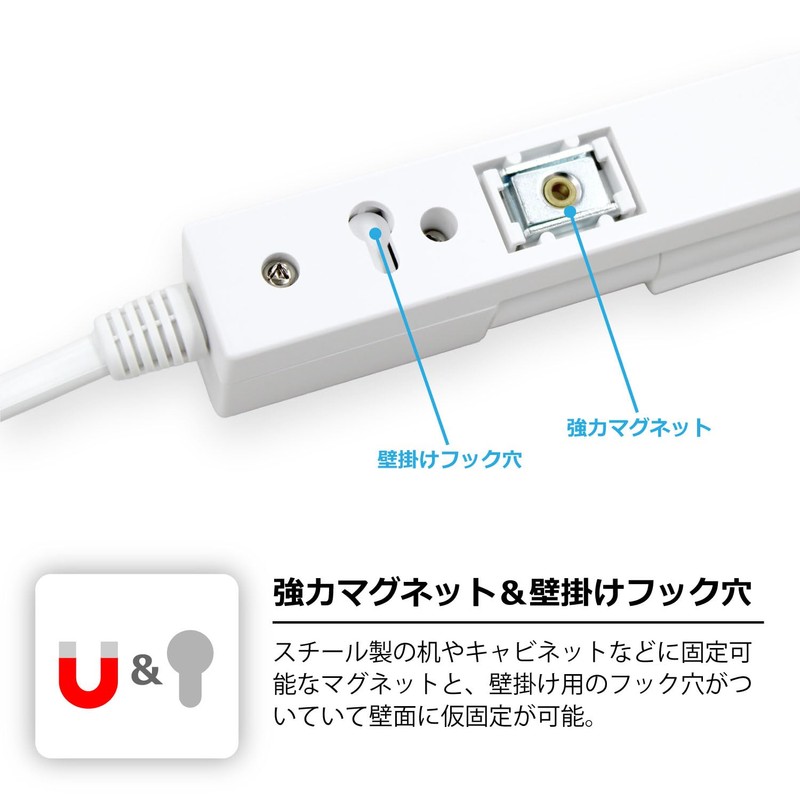 STYLED Rotating Magnetic Power Strip AC Outlet, 4 Outlets, 6.6