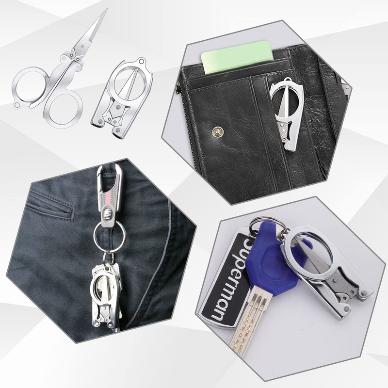 Folding Scissors, 4Pcs Stainless Steel Small Scissors Pocket Portable Foldable