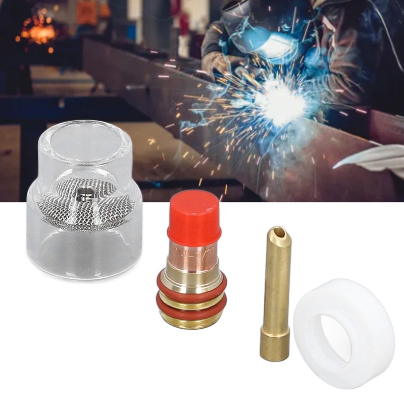 6 Pcs TIG Torch Glass Cup Collet Kit 2.4MM Glass