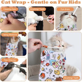 LvnRaay Cat Wrap for Cutting Nails Cat Restraint for Nail Clipping 50x50cm Cat Swaddle Wrap Self-Adherent Anti-Bite Anti-Scratch Anti-Escape Cat Grooming Wrap Multifunctional Pet Tool (Graffiti Color