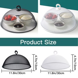 DOERDO 2PCS Metal Mesh Food Cover, Food Lid Anti Fly Bugs Mosquitoes for Outdoor, Camping, Parties, Picnics, BBQs (2 Color, 11.8Inch)