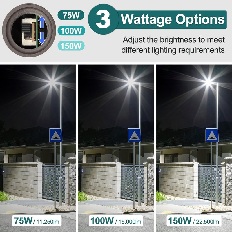 kadision LED Parking Lot Light with Dusk-to-Dawn Photocell, 150W/100W/75W Adjustable