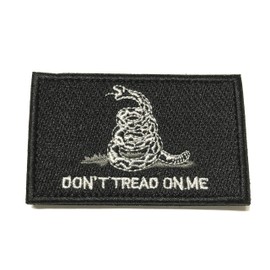 Don't Tread ON ME Gadsden Flag 3.25" Black Embroidered Premium Patch Hook and Loop Decorative Applique Cap Hat American Revolution Nation Country Patriotic Military Veteran Uniform Name Custom