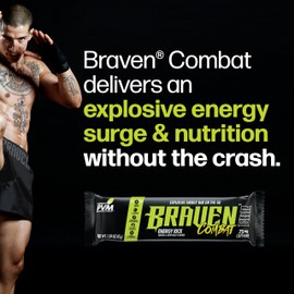 Braven Combat Energy Kick Energy Bars with Caffeine (1.59 oz, Pack of 10) – On-The-Go Energy Bars with 75mg Caffeine – Gluten Free Energy Snacks – Alternative to Energy Chews with Caffeine