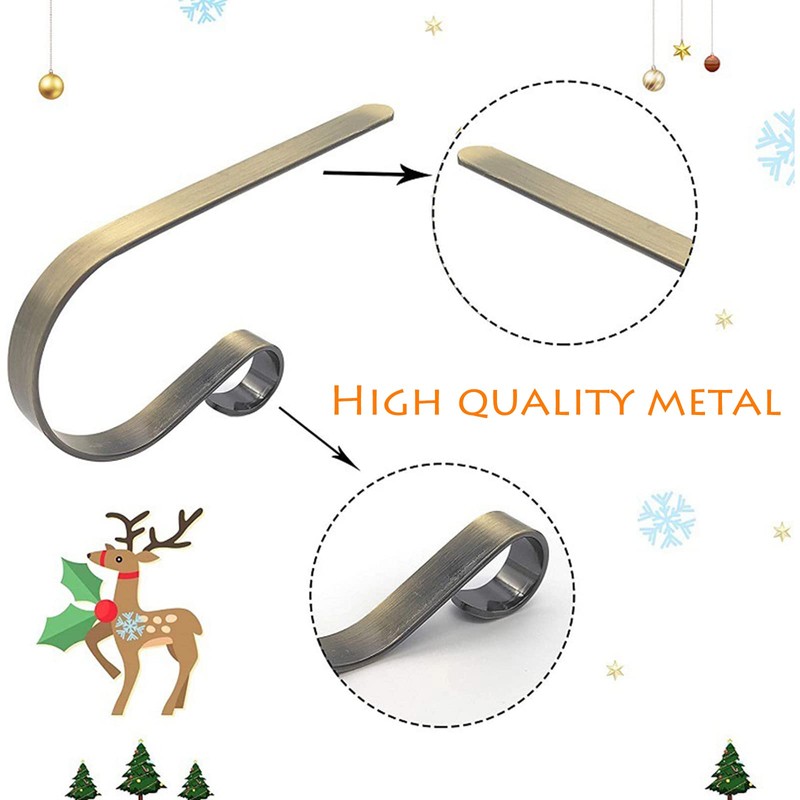 Christmas Stocking Hooks for Fireplace,Stocking Holders for Mantle, 4 Pack