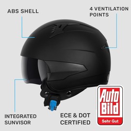 Westt Open Face Motorcycle Helmet, DOT Approved, 3/4 Helmet Motorcycle, 3 DIY Styles, Ventilation and Comfort, with Sun Visor Quick Release, for Men & Women - for Chopper, Scooter (Rover XL Black)