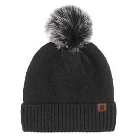 Anopo Scarf Hat Glove Set Women's Touchscreen Gloves Long Warm Scarf Beanie Knitted Hat with Bobble Winter Warm Thick Set, black