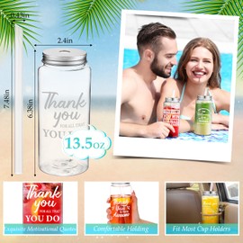 Pickmesh 48 Pcs Thank You Cups Bulk 13.5 oz Appreciation Tumbler with Straw and Lid Reusable Plastic Cups for Employees Iced Coffee Inspirational Water Bottle Hot Cold Drink for Birthday Party