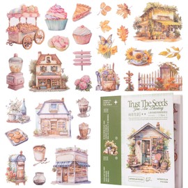 YagCu Scrapbook Sticker Book, 50 Sheets Journaling Stickers, Junk Journal Supplies, Pre-Cut Aesthetic Washi Materials, Watercolor Scrapbooking for Adults, Decorative Ephemera Planner Arts Craft