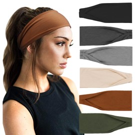 DRESHOW Pack of 6 Women's Headbands, Hair Band, Turban, Elastic Headband, Hair Accessories for Girls, Everyday, Yoga, Sports, Fitness, 6 pack solid color set-21uk