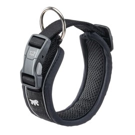 Ferplast Genius C20/43 Dog Collar, Reflective, Breathable, Adjustable, Magnetic Closure with Quick Release, Dog Collar for Medium Dogs, Soft Padding, Black