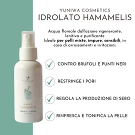 Hamamelis Hydrolat – reinigendes Gesichtswasser – 100 % natürliches Blütenwasser – Sprühflasche 100 ml – Made in Italy