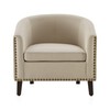 BELLEZE Modern Tub Barrel Accent Chair Upholstered Linen with Nail