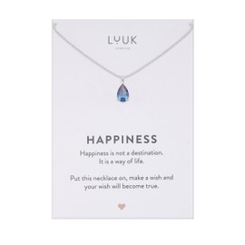 LUUK LIFESTYLE Filigree Sterling Silver Necklace with Basic Solitaire Crystal Pendant Zirconia Stone, Gift Idea for Women, Birthstone Chain, Sterling Silver Cubic Zirconia, Cubic Zirconia