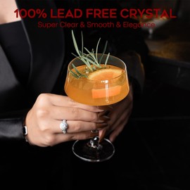 Chouggo Martini Glasses Set of 6, 8Oz Coupe Cocktail Glasses, Hand Blown Premium Crystal Cocktail Glass for Bar, Martini, Cosmopolitan, Manhattan