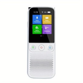 Portable Language Translator Device | 138 Languages, Real-Time Voice & Photo Translation | Online & Offline Mode for Business, Travel & Learning audio - Colour: White