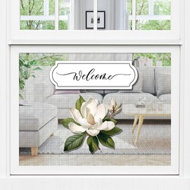 Magnetic Acrylic Signs & Decorations for Screen Doors & Windows | Anti-Collision Screen Magnets | Magnolia and Welcome (Set of 4)
