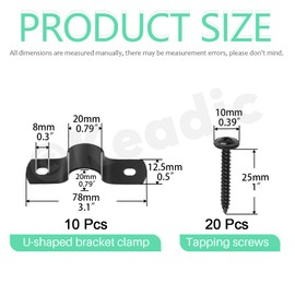 Keadic 30Pcs 0.79”(20mm) Two Hole Pipe Straps Set Zinc Plated Steel EMT Pipe Straps with 2 Hole, Rigid Pipes Straps Clamp Tube Strap Tension Clip U Brackets Kit for EMT Conduit Fixing