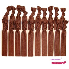 Hair Ties - No Crease Ponytail Holders BROWN (Available in Lots of Pack Quantities) Ouchless Elastic Styling Accessories Pony Tail Holder Ribbon Bands - By Kenz Laurenz (20 Pack)