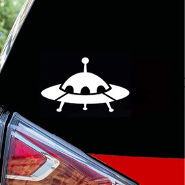 H-TRADINGS UFO Alien Spaceship Car Truck Window Vinyl Decal Sticker 5" White (White)