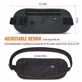 Secure Travel Money Belt, Undercover Hidden RFID Blocking Travel Wallet Bum Bag Fanny Pack Waist Packs, H HOME-MART Anti-Theft Passport Wallets Travel Accessories for Men Women (Black)