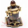 Brass Amber Figurine souvenir of Russian Samovar Teapot set souvenir