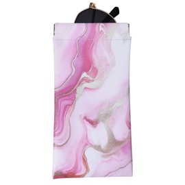 GLOBLELAND Pink Marble Texture Soft Glasses Case Squeeze Top Eyeglass Case Travel PU Leather Sunglass Case Portable Sunglasses Pouch for Women Men