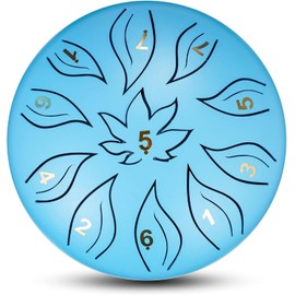 Steel Tongue Drum for Beginner Adult Children, 6 Inches 11 Tones Percussion Instrument Handpan Drum Kit with Drum Mallets Carry Bag Music Book Tank Drum for Mind Healing Yoga (Blue)