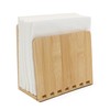 Bamboo Napkin Holder, Adjustable Wood Storage Rack for Dining Room,