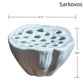 Lotus Shaped Flower Arrangement Vase Ceramic Flower Pot (Light Cyan)