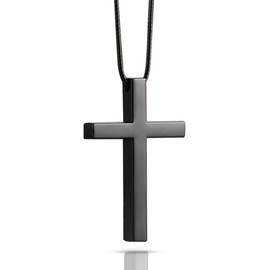 Cross Hanging Ornaments for Rear View Mirror - Metal Car Charm, Auto Ornament, Cross Pendant Decoration for Truck, Home Decor (Black)