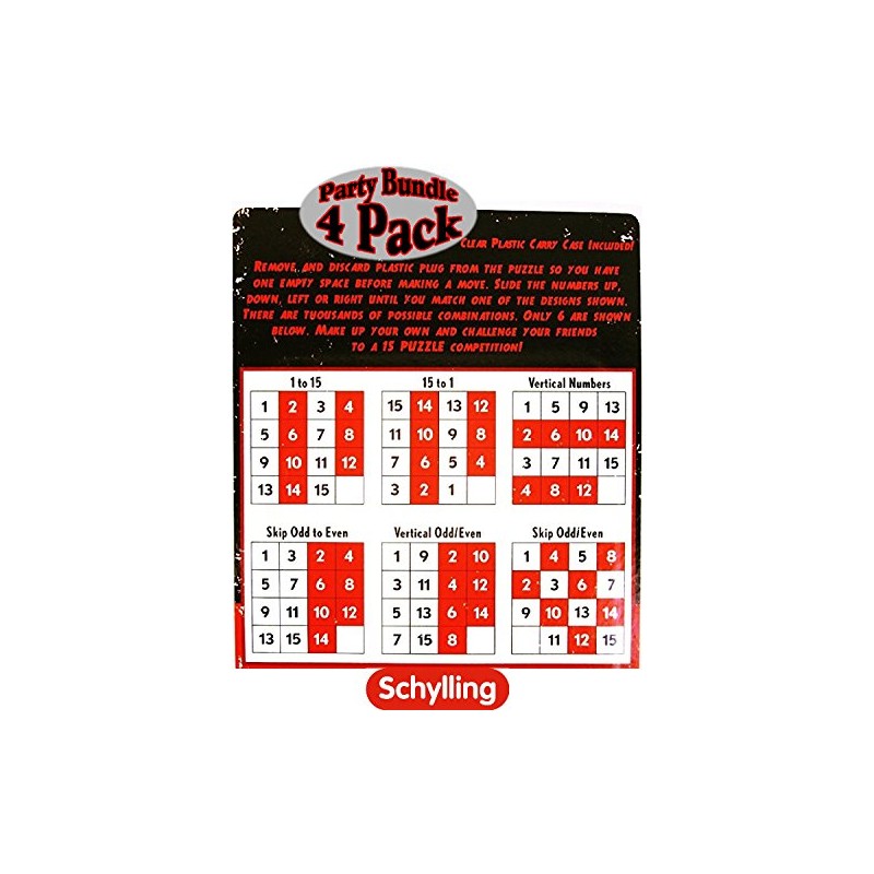 Schylling The 15 Puzzle - Number Slide Brain Teaser (4-Pack)