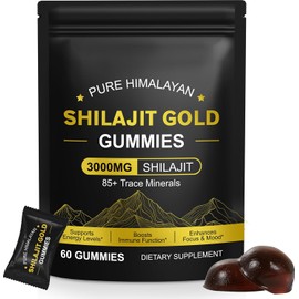 Shilajit Gummy Bears for Men and Women, Natural Himalayan Gold Shilajite Gummy Bears, Energy Boost and Strengthening Vitality - Gluten Free, 60 Gummies
