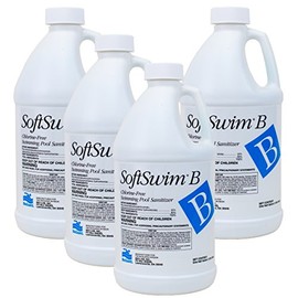 BioGuard SoftSwim B, 1/2 Gallon, Pack of 4, Gentle & Non-Chlorine Sanitizer, Formulated with Biguanide for Effective Pool Cleaning