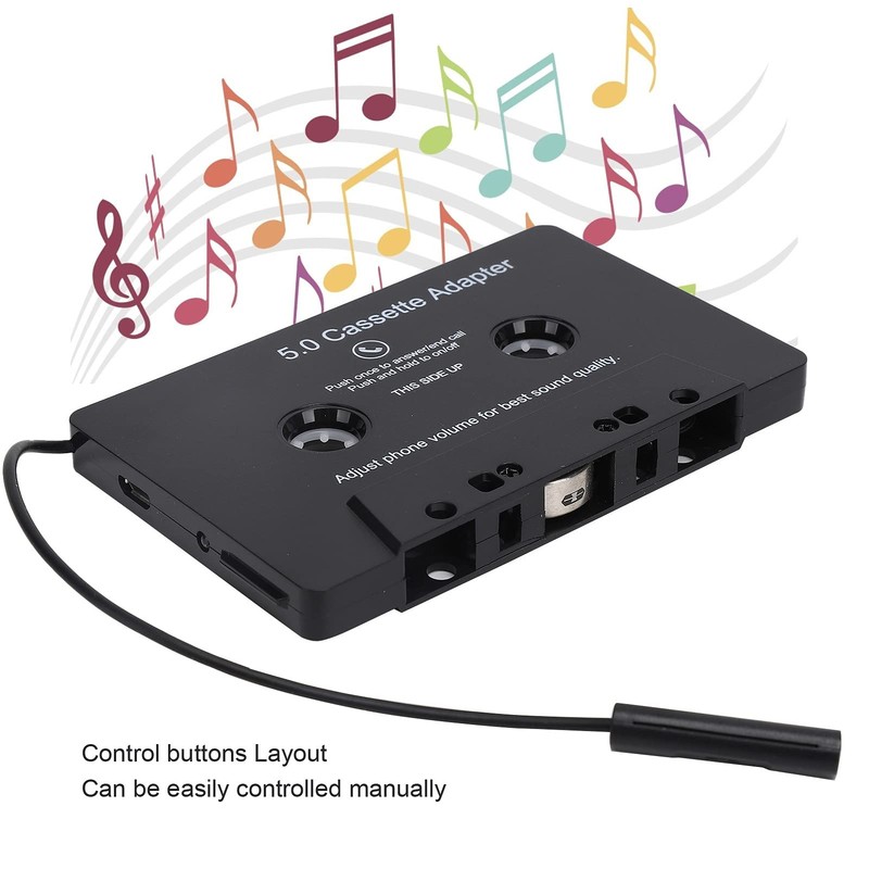 Bluetooth Cassette Adapter, Built‑in Microphone Bluetooth 5.0 MP3 Player LED